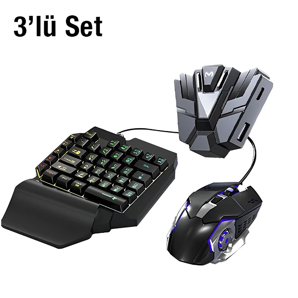 Memo ZH01 Pubg Oyun Konsolu 3in1-klavye Mouse Baglayici 3 Lü Set